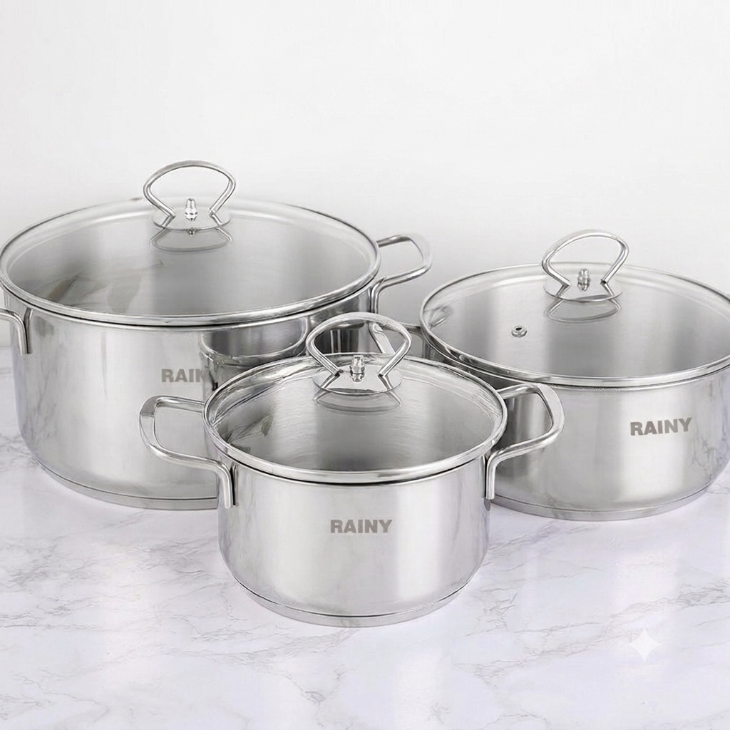 Bộ 3 nồi inox 3 đáy Rainy