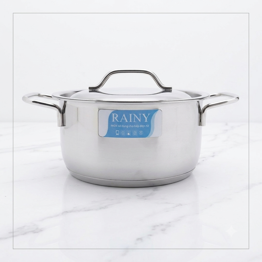 Nồi Inox 1 Đáy Nắp Kính Raiiny